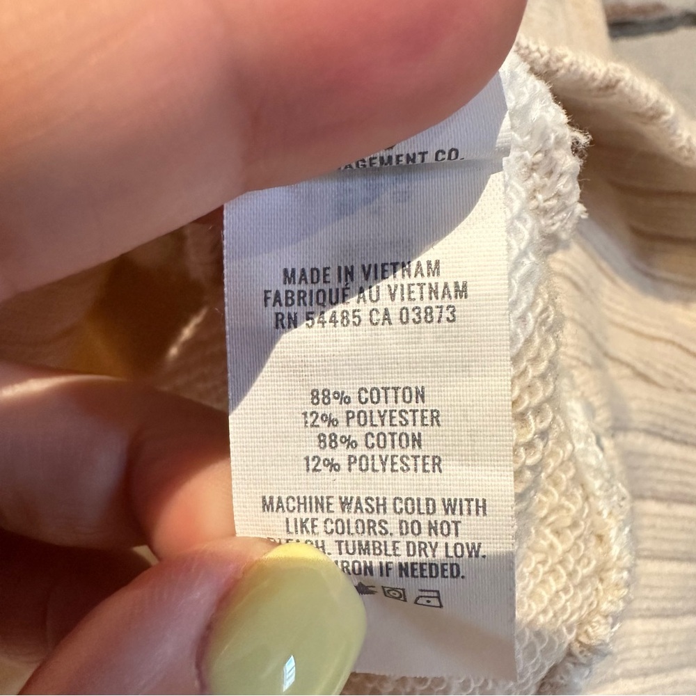 Aerie suns out 1/4 zip beige and white strip pullover sweatshirt - Picture 3 of 4